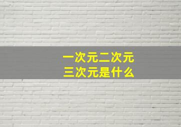 一次元二次元 三次元是什么